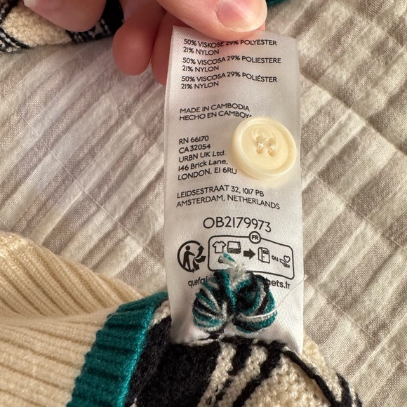 Anthropologie MAEVE - Kinsley Cardigan - Black and Cream Striped Knit, Size S - Picture 4 of 4